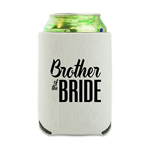 Brother of the Bride Wedding Can Cooler - Drink Sleeve Hugger Collapsible Insulator - Beverage Insulated Holder