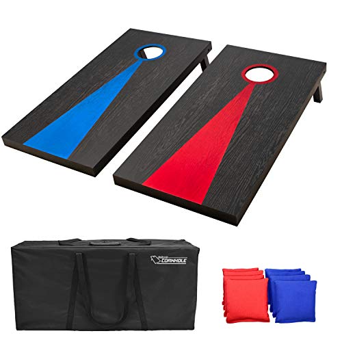 GoSports Dark Regulation Size Solid Wood Cornhole Set - Includes Two 4' x 2' Boards, 8 Bean Bags, Carrying Case and Game Rules
