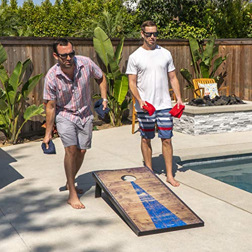 GoSports 4x2feet Classic Cornhole Set with Rustic Wood Finish | Includes 8 Bags, Carry Case and Rules, Red/Blue GoSports 4x2feet Classic Cornhole Set with Rustic Wood Finish | Includes 8 Bags, Carry Case and Rules, Red/Blue