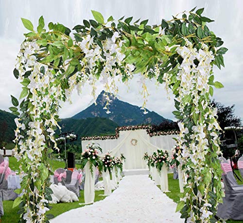 5 Pcs-31ft Artificial Silk Wisteria Flowers Hanging Vine Faux Fake Plants Flowers Hanging Vine Artificial Ivy Leaves Garland Ratta Green Leaf Ivy Garland Decor for Kitchen Wedding Home Party(White) 5 Pcs-31ft Artificial Silk Wisteria Flowers Hanging Vine Faux Fake Plants Flowers Hanging Vine Artificial Ivy Leaves Garland Ratta Green Leaf Ivy Garland Decor for Kitchen Wedding Home Party(White)